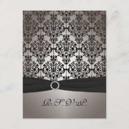 Grijze en zwarte damast trouw RSVP kaart