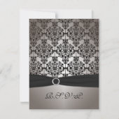 Grijze en zwarte damasten trouw-RSVP-kaart RSVP Kaartje (Voorkant)