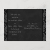 Grijze en zwarte Gothic Lace Wedding Aankondigingskaart (Achterkant)