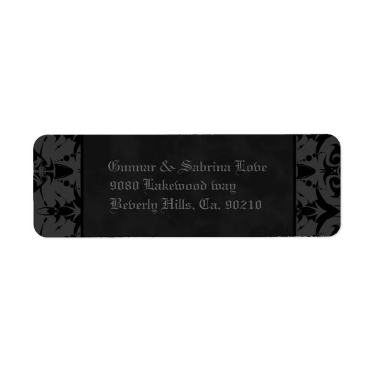 Grijze en zwarte Gothic Lace Wedding Etiket (Voorkant)