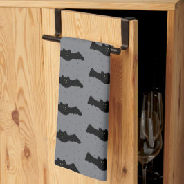 Grijze en zwarte Halloween-vleermuizen Theedoek