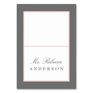 Grijze en zwarte roze bruidbruidplaatskaart kaart