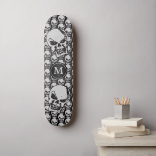 Grijze en zwarte schedelkoppen - Monogram Persoonlijk Skateboard