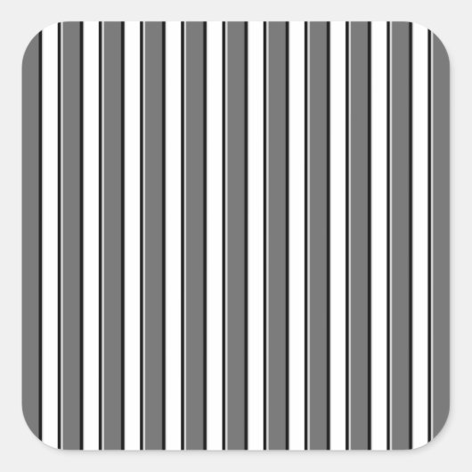 Grijze en Zwarte Strepen op Wit Vierkante Sticker (Voorkant)