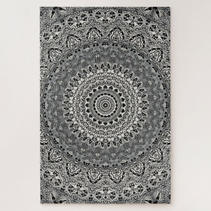 Grijze en zwarte tribal stijl medaillons legpuzzel