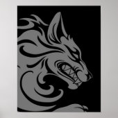 Grijze en zwarte tribale Wolf Poster (Voorkant)