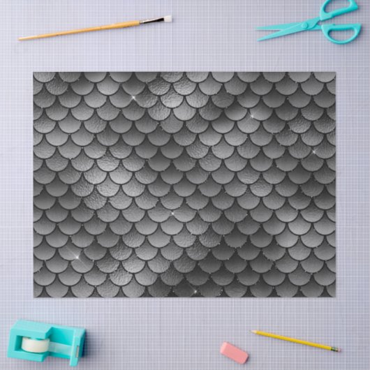 Grijze en zwarte visschaaltjes ontkoppelen tissuepapier (Craft)