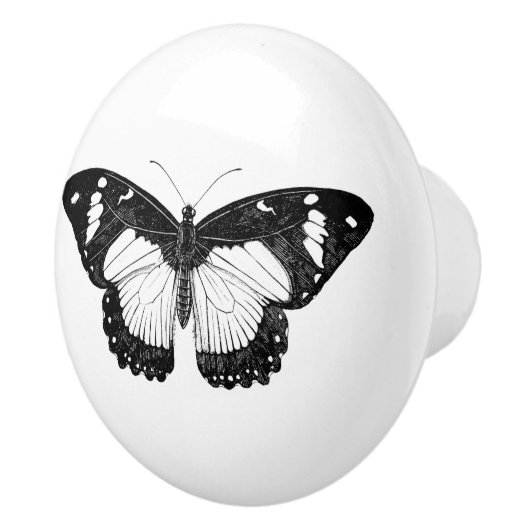 Grijze en zwarte vlinder keramische knop (Rechts)