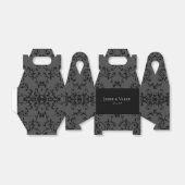 Grijze en zwarte Zwirl Gothic Wedding Bedankdoosjes (Uitgevouwen)