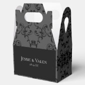 Grijze en zwarte Zwirl Gothic Wedding Bedankdoosjes (Geopend)