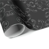 Grijze en zwarte Zwirl Gothic Wedding Cadeaupapier (Rol Hoek)