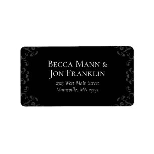 Grijze en zwarte Zwirl Gothic Wedding Etiket