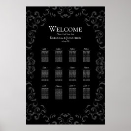 Grijze en zwarte Zwirl Gothic Wedding Poster