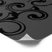 Grijze en zwarte Zwirl Gothic Wedding Poster (Hoek)