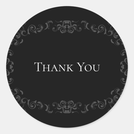 Grijze en zwarte Zwirl Gothic Wedding Ronde Sticker (Voorkant)