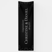 Grijze en zwarte Zwirl Gothic Wedding Spandoek (Verticaal)