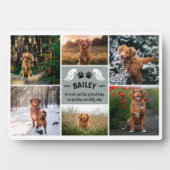 Grijze Engel Vleugels & Hond Paws Memorial Fotocol Fotoplaat (voorkant)