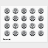Grijze Espenboom Bruiloft Ronde Sticker (Vel)