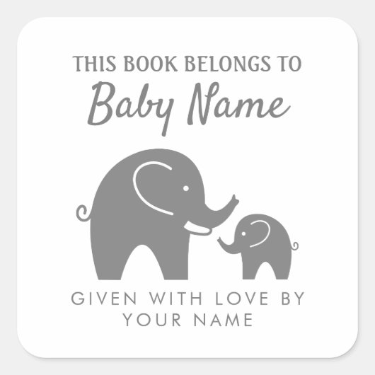 Grijze etiketten met bladsticker voor baby showers (Voorkant)