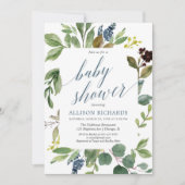 Grijze eucalyptus geslachtsneutraal baby shower kaart (Voorkant)