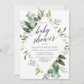 Grijze eucalyptus geslachtsneutraal baby shower kaart (Voorkant)