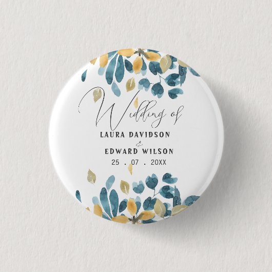 Grijze eucalyptus groene tuinpapier ronde button 3,2 cm (Voorkant)