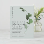 GRIJZE EUCALYPTUS LOOF Aquarel BRUIDSSLUIER Aankondiging (Staand voorkant)