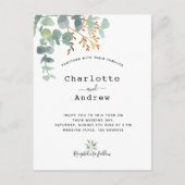 Grijze eucalyptus witte goudbruine bruiloft briefkaart (Voorkant)