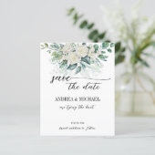 Grijze eucalyptuswitte rozen redden de datum (Staand voorkant)