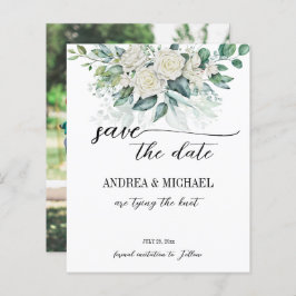 Grijze eucalyptuswitte rozen redden de datum