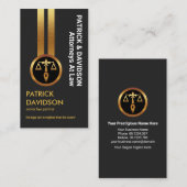 Grijze excellentie Vertical Gold Lines Lawyer Visitekaartje (Voorkant / Achterkant)