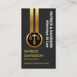 Grijze excellentie Vertical Gold Lines Lawyer Visitekaartje