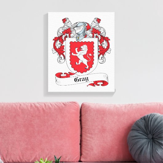 Grijze Familie Crest Canvas Afdruk (Insitu (Woonkamer))