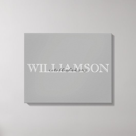 Grijze familienaam Monogram teken Canvas Afdruk (Voorkant)