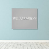 Grijze familienaam Monogram teken Canvas Afdruk (Insitu (Houten vloer))