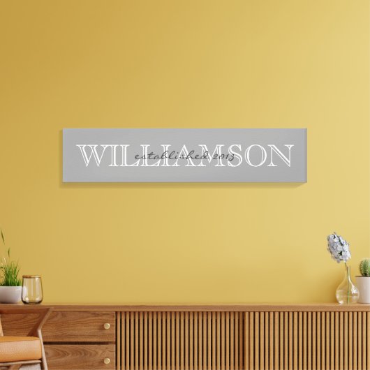 Grijze familienaam Monogram teken Canvas Afdruk (Insitu (Woonkamer))