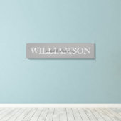 Grijze familienaam Monogram teken Canvas Afdruk (Insitu (Houten vloer))