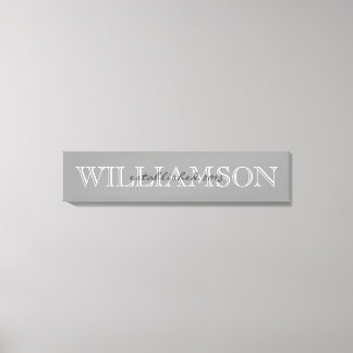 Grijze familienaam Monogram teken Canvas Afdruk