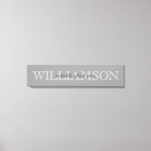 Grijze familienaam Monogram teken Canvas Afdruk (Voorkant)