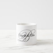 Grijze Fancy Calligrafie Schrift Monogram Espresso Kop (Voorkant)