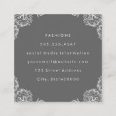 Grijze Fancy hoeken Script-tekst Vierkante Visitekaartje (Achterkant)