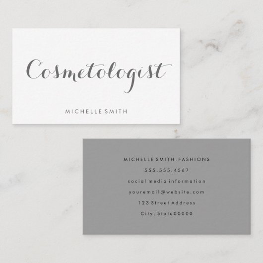 Grijze Fancy lettertypeminimiet Visitekaartje (Voorkant / Achterkant)