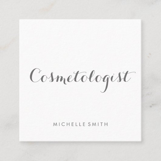 Grijze Fantasie Lettertype Minimalist Vierkante Visitekaartje (Voorkant)