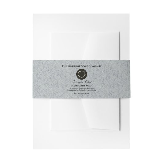 Grijze Faux geweven papier stijl zeep buik band Uitnodigingen Wikkel (Voorkant Voorbeeld)