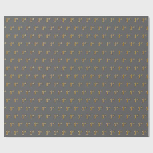 Grijze, Faux Gold 1st (eerste) Event Wrapping Pape Cadeaupapier (Vlak)