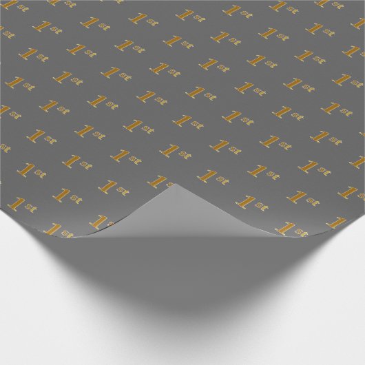 Grijze, Faux Gold 1st (eerste) Event Wrapping Pape Cadeaupapier (Hoek)