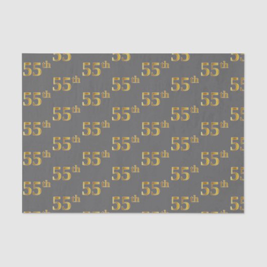 Grijze, Faux Gold 55e (vijftig) gebeurtenis Tissuepapier (Voorkant)