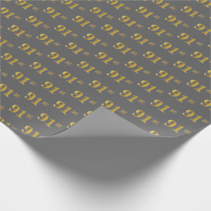Grijze, Faux Gold 91st (negenennegentig) gebeurten Cadeaupapier