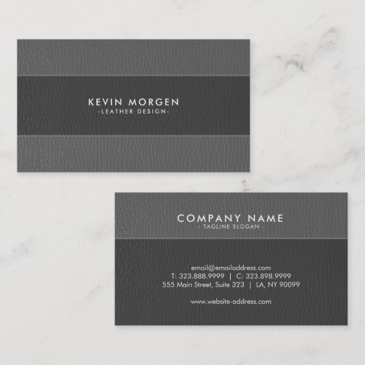 Grijze Faux lederen strepen Visitekaartje (Voorkant / Achterkant)