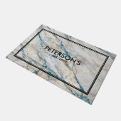 Grijze Faux Marble Blue Sparkles Deurmat (Schuin)